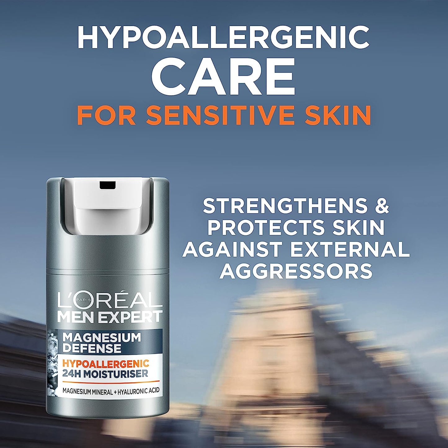 L'Oreal Men Expert Magnesium Defence 24H Sensitive Moisturiser w Hyaluronic 50ml