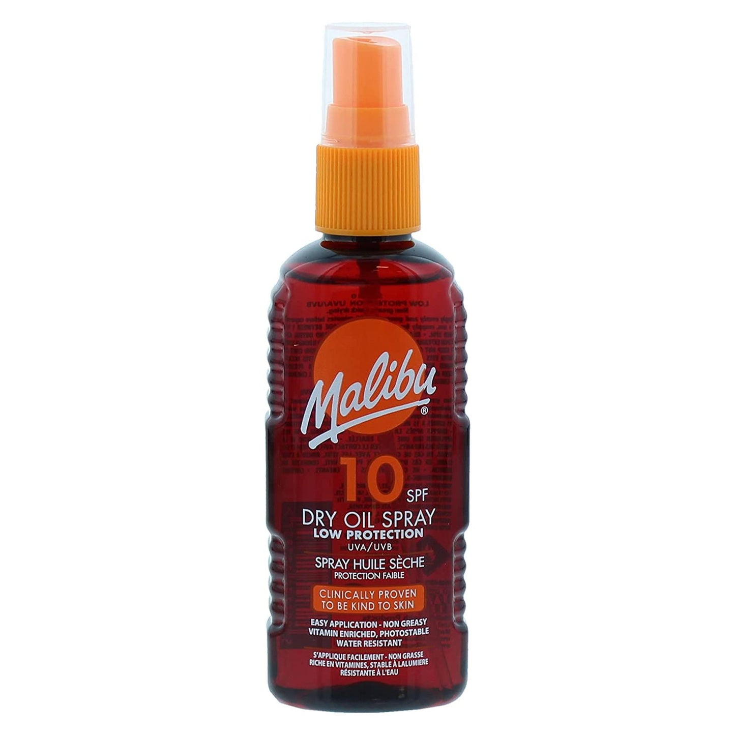 Malibu Water Resistant Non-Greasy Dry Oil Sun Spray SPF 10 - 100ml Travel Size