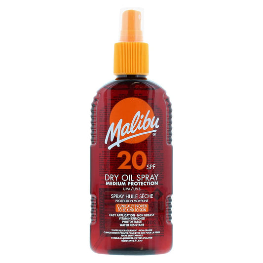 Malibu Medium Protection Water Resistant Non-Greasy Dry Oil Sun Spray SPF 20