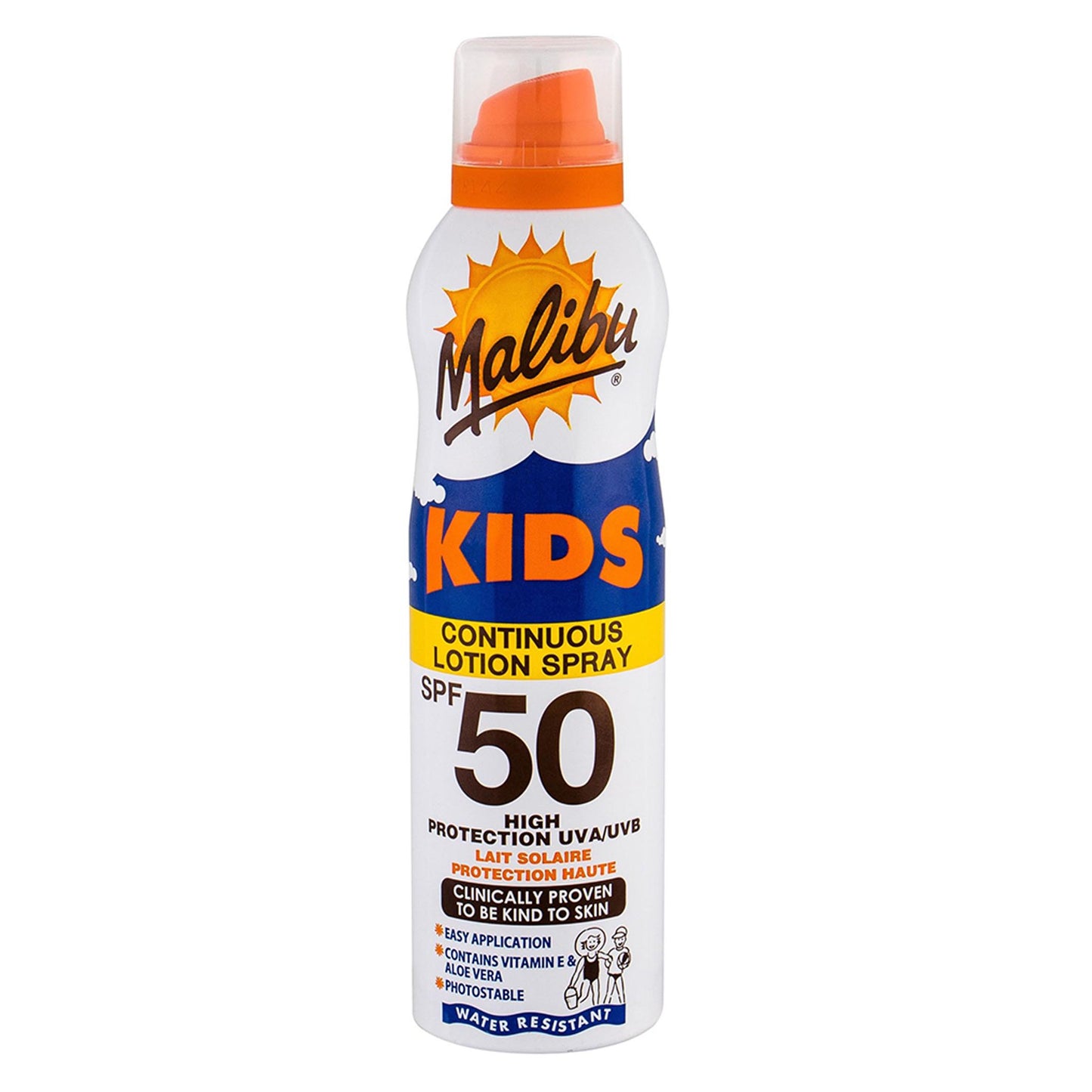 Malibu Sun Protection Lotion  Spray FOR KIDS SPF 50 Water Resistant 200ml