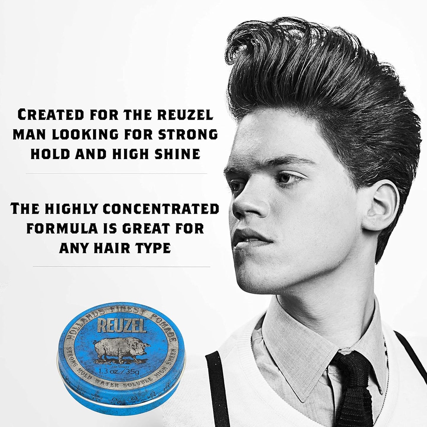 REUZEL Blue Water Soluble Strong Hold Pomade (VARIOUS SIZES)