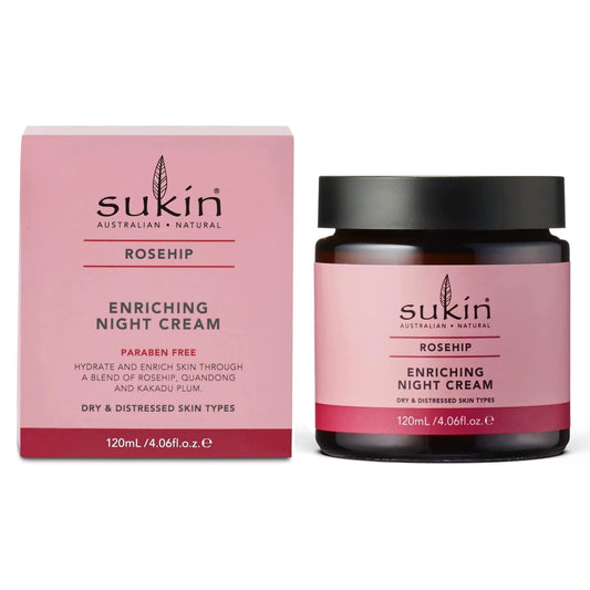 Sukin Natural Rosehip Enriching Night Cream for Dry Distressed Skin 120ml