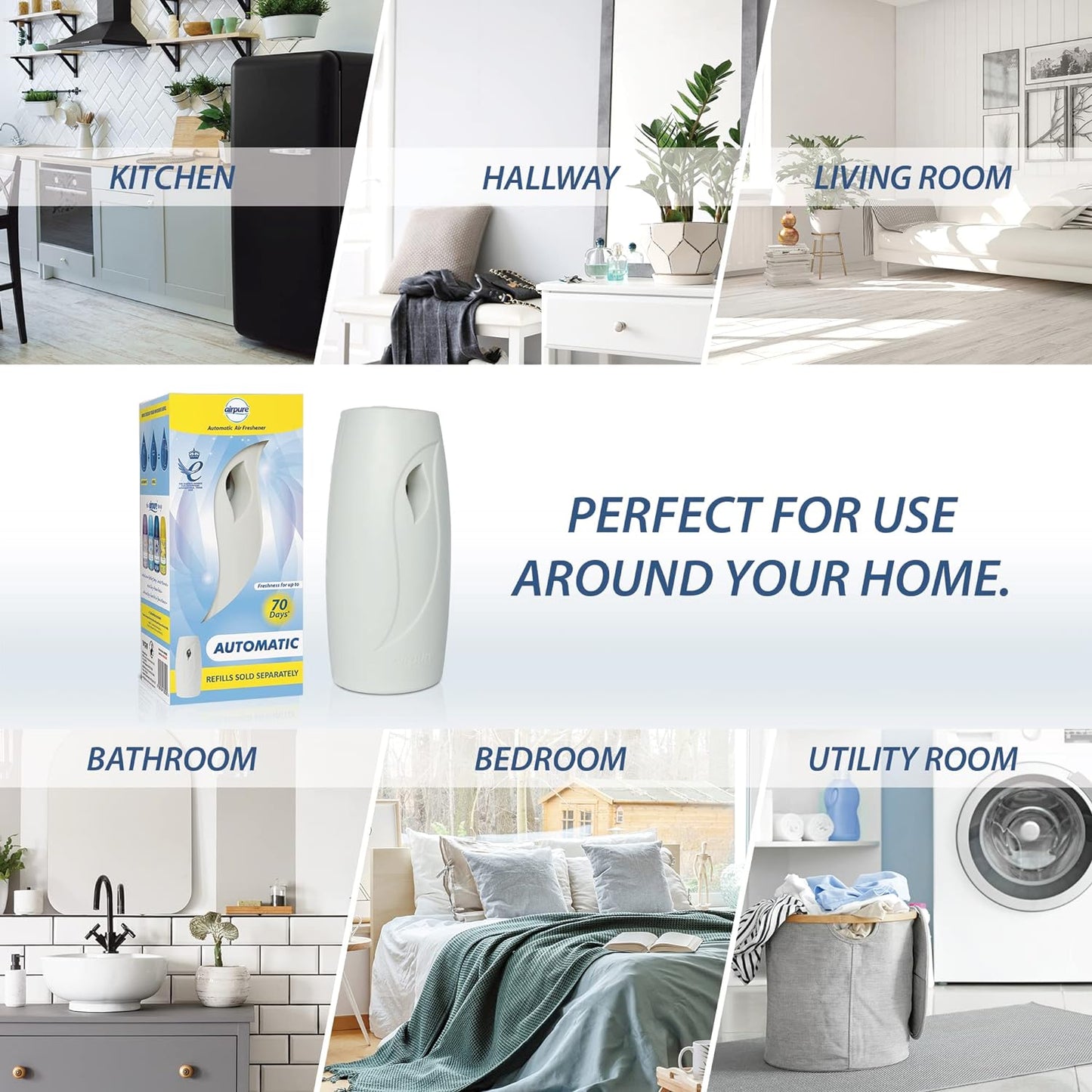 Airpure Automatic Air Freshener Machine Device with Batteries - White