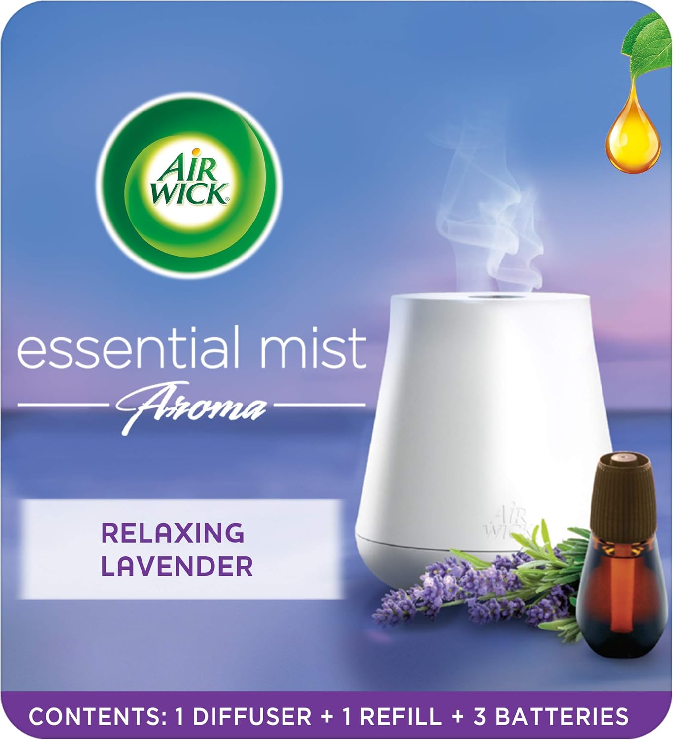 Air Wick Essential Mist Aroma White Diffuser Kit with 20ml - Relaxing Lavender