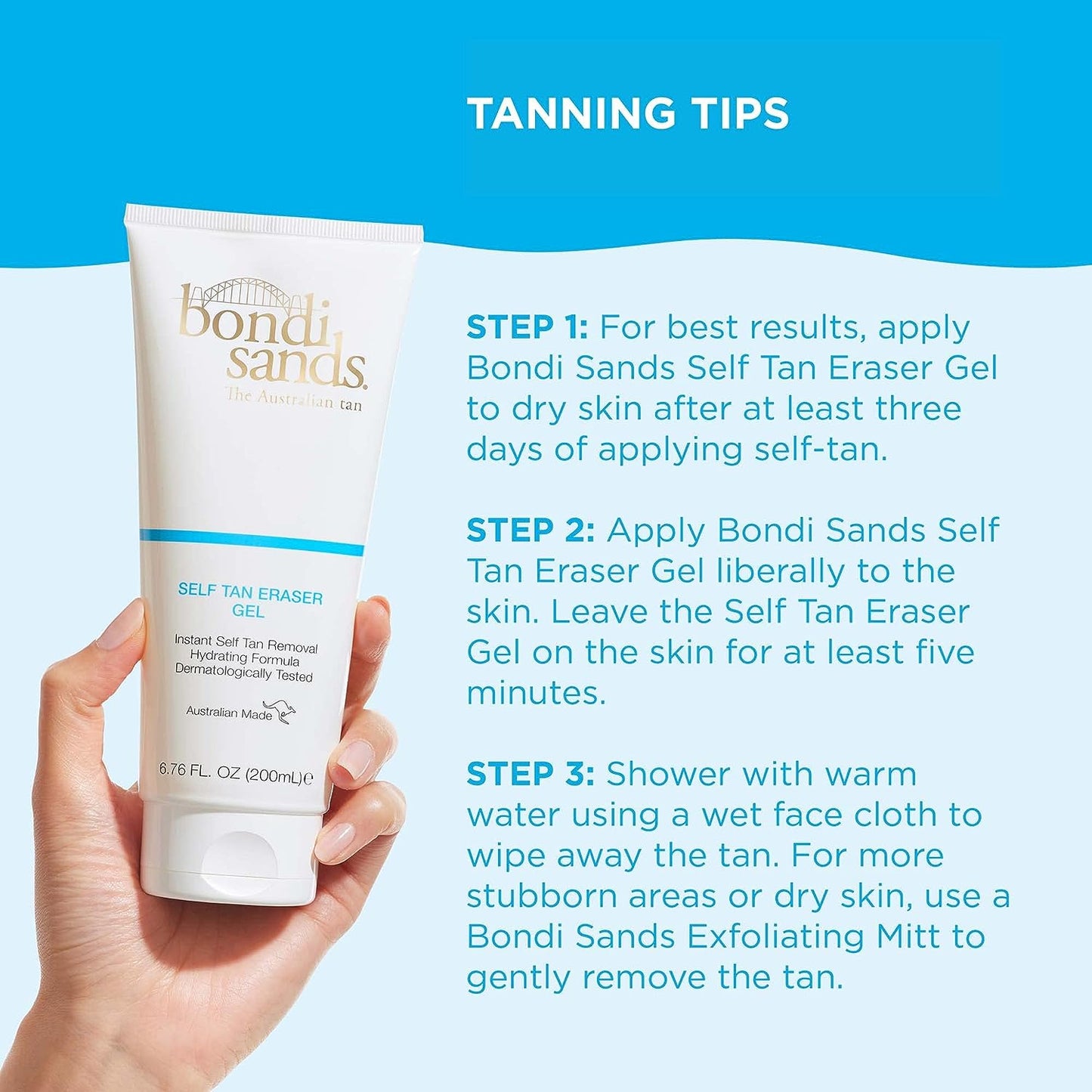 Bondi Sands Self Tan Eraser Gel Gentle Instant Tan Removal Hydrating 200ml