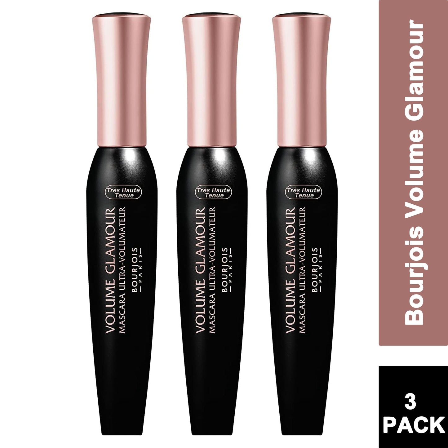 3 PACK - Bourjois Volume Glamour Volumising Mascara - Black Noir Ebene