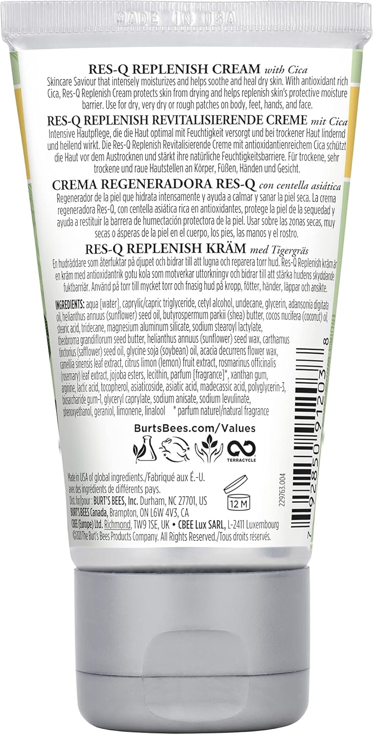 3 PACK - Burt's Bees Res-Q Replenish Cream with Cica for Dry Skin 48.1g