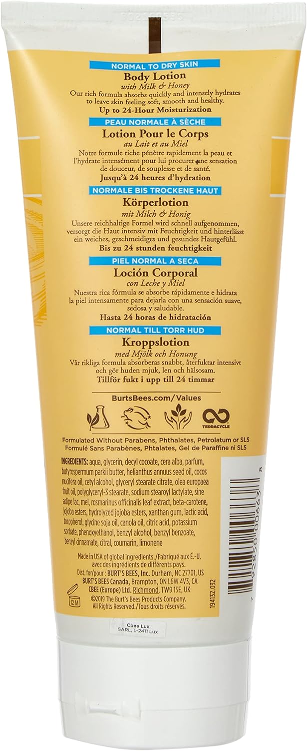 Burt's Bees Natural Moisturising Milk and Honey Body Lotion 6oz / 170g