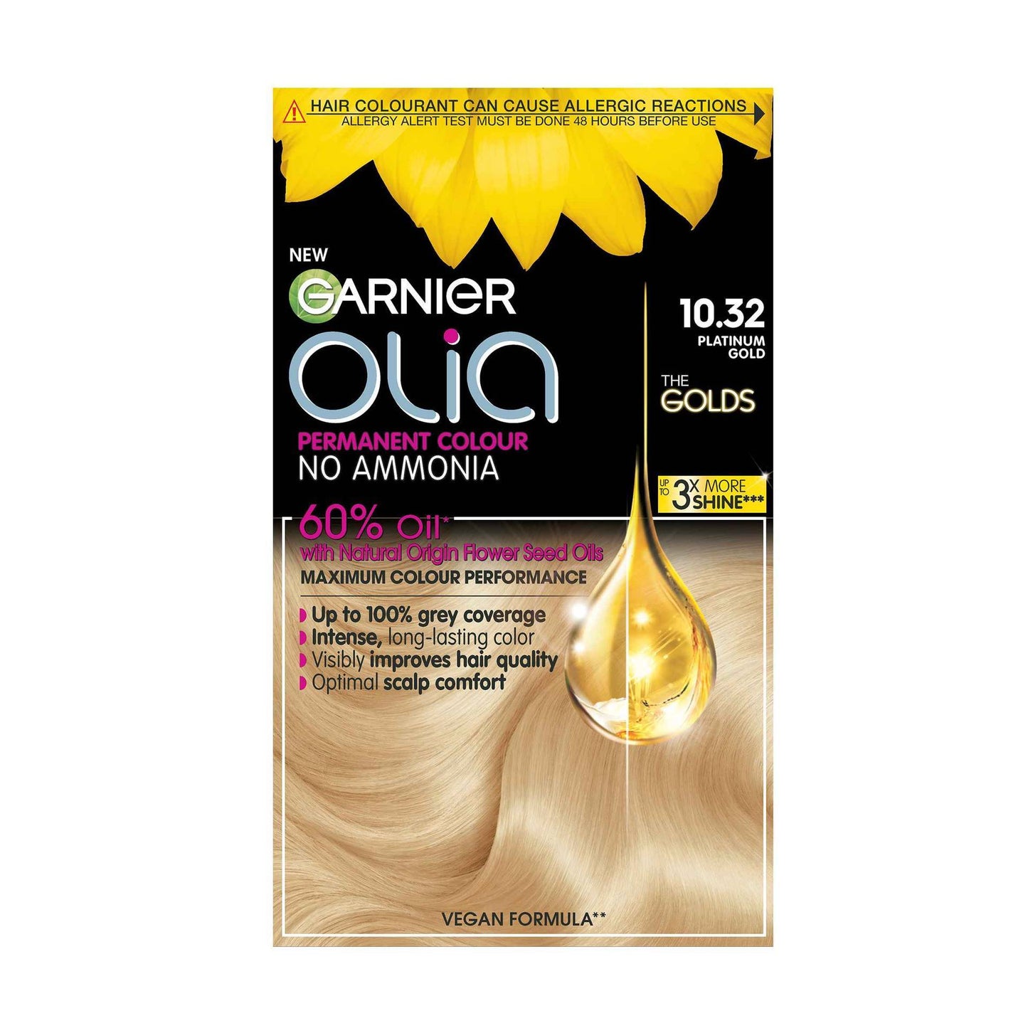 3 PACK - Garnier OLIA Permanent Hair Colour Ammonia Free - 10.32 Platinum Gold