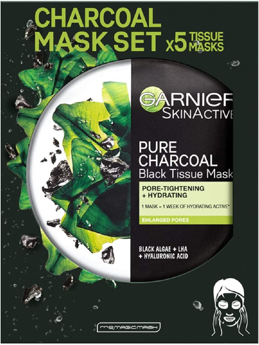 Garnier Skin Active Pure Charcoal Black Tissue Mask - Pack of 5 Masks