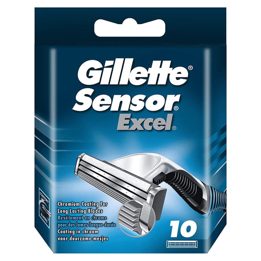 Gillette Sensor Excel Razor Blades Chromium Coated - Pack of 10