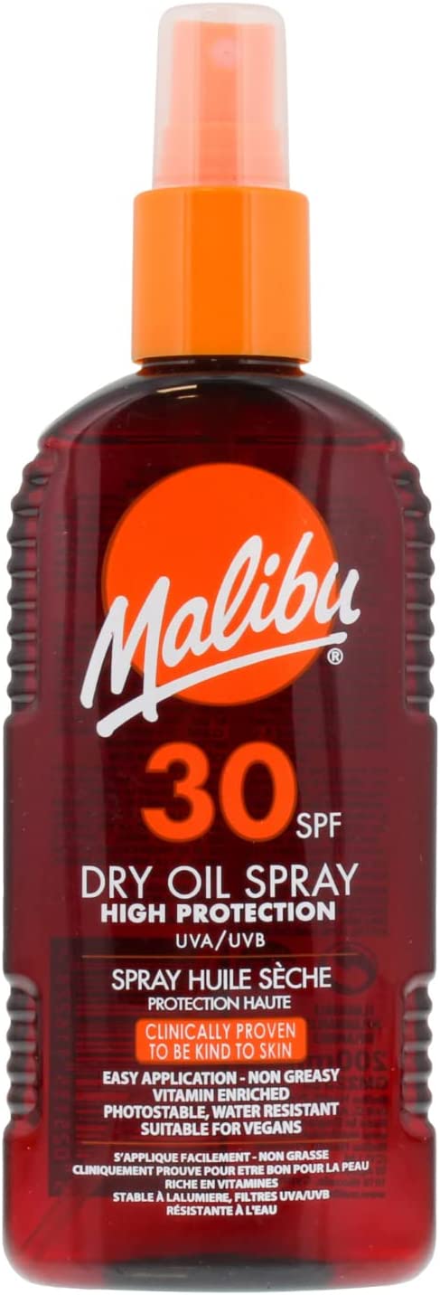 Malibu Medium Protection Water Resistant Non-Greasy Dry Oil Sun Spray SPF 30