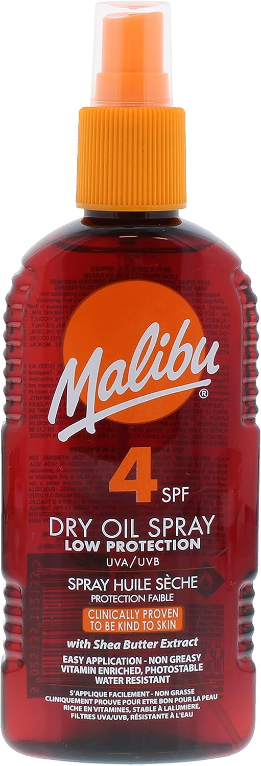 Malibu Sun Protection Water Resistant Non-Greasy Dry Oil Sun Spray SPF 4 - 200ml