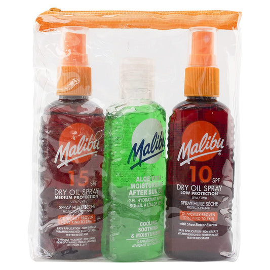 Malibu Essential Travel Pack - Sun Protection Dry Oil Spray + After Sun Gel Set