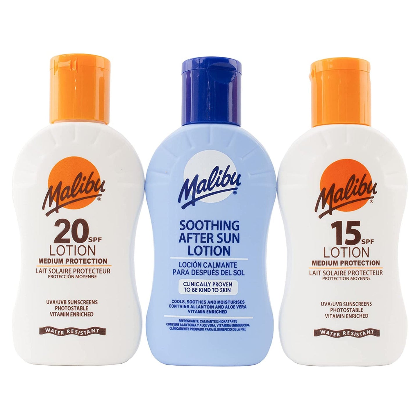 Malibu Sun Travel Essentials Sun Protection SPF 15 SPF 20 & After Sun Lotion