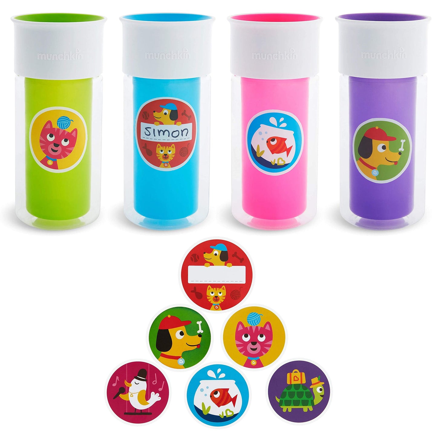 Munchkin Miracle 360 Insulated Spill Proof Cups 266ml with Personalise Stickers