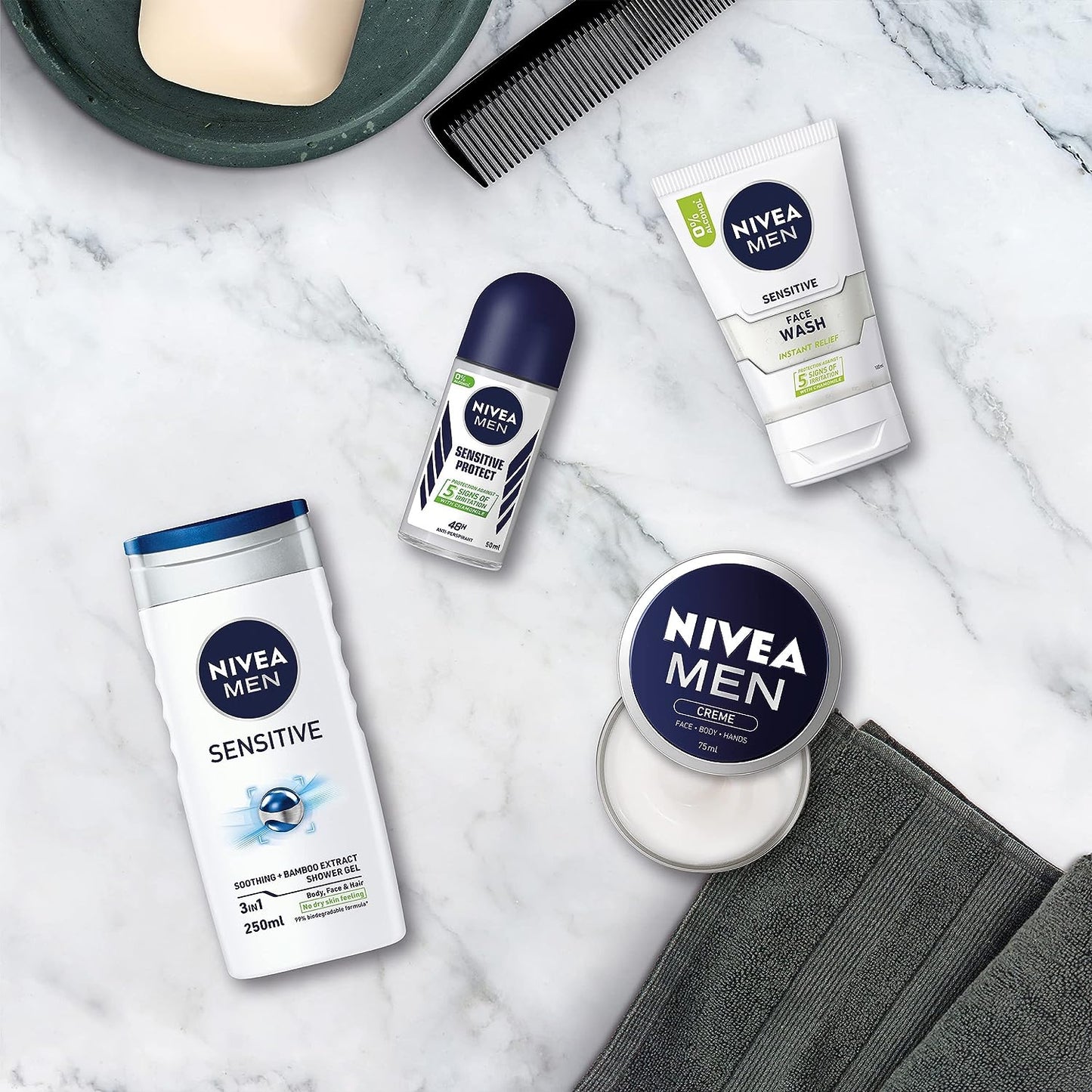 Nivea Men Set To Go Wash Kit with Shower Gel Face Wash Bag Deo Moist - Gift Set