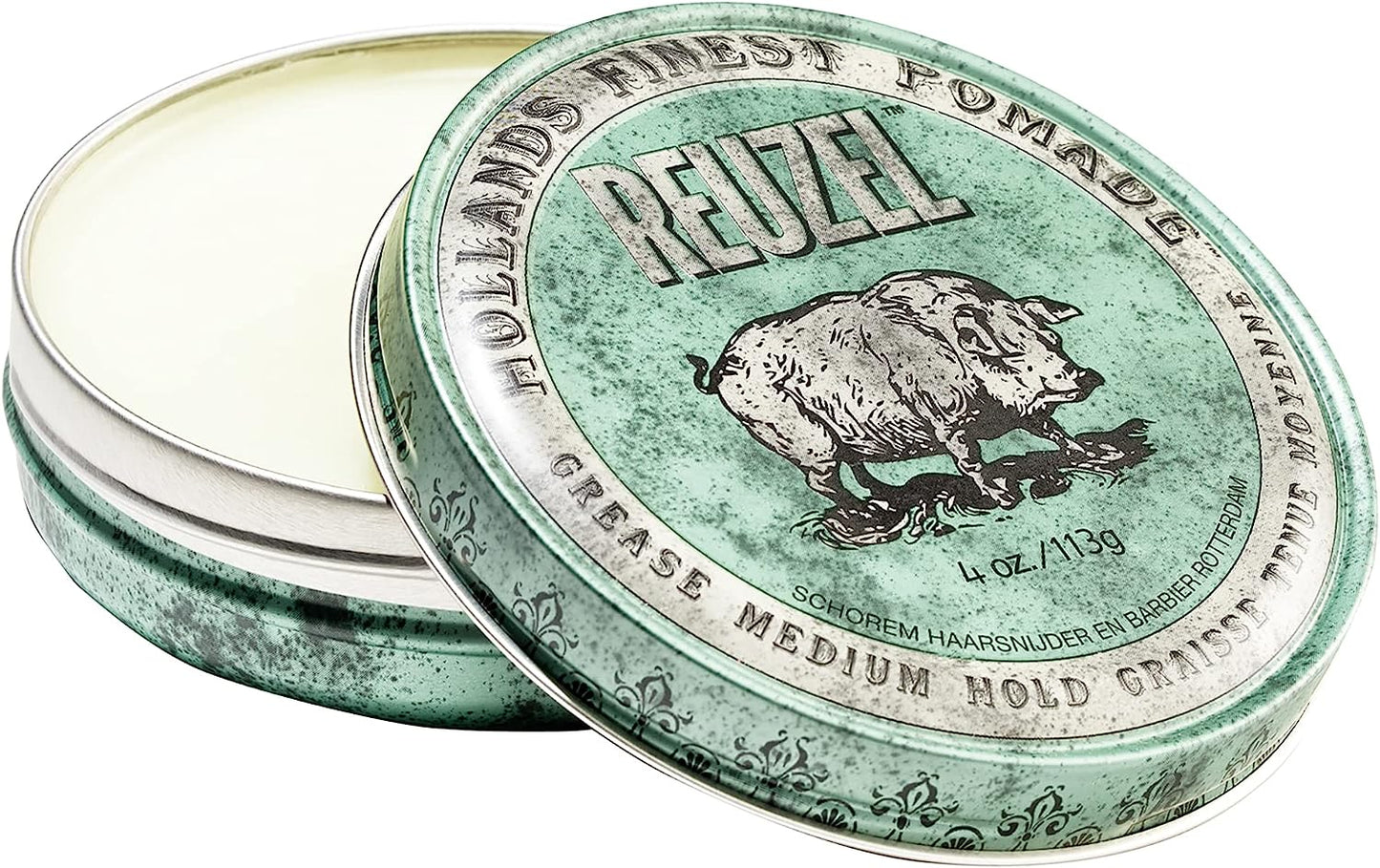 Reuzel GREEN Pomade Grease with Medium Shine Medium Hold 4oz / 113g