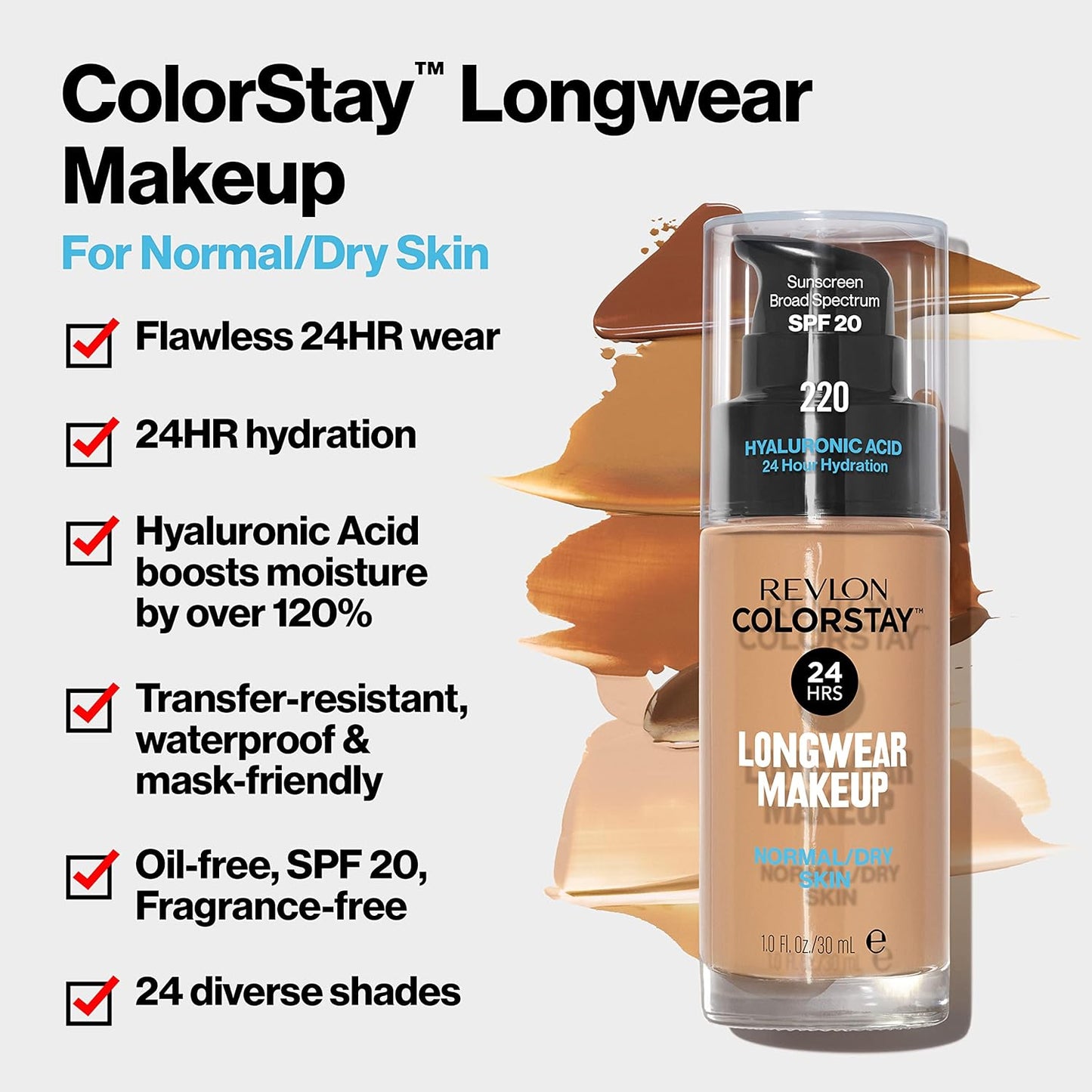 Revlon ColorStay 24 Hours Makeup Foundation with Pump 30ml (VARIOUS SHADES)