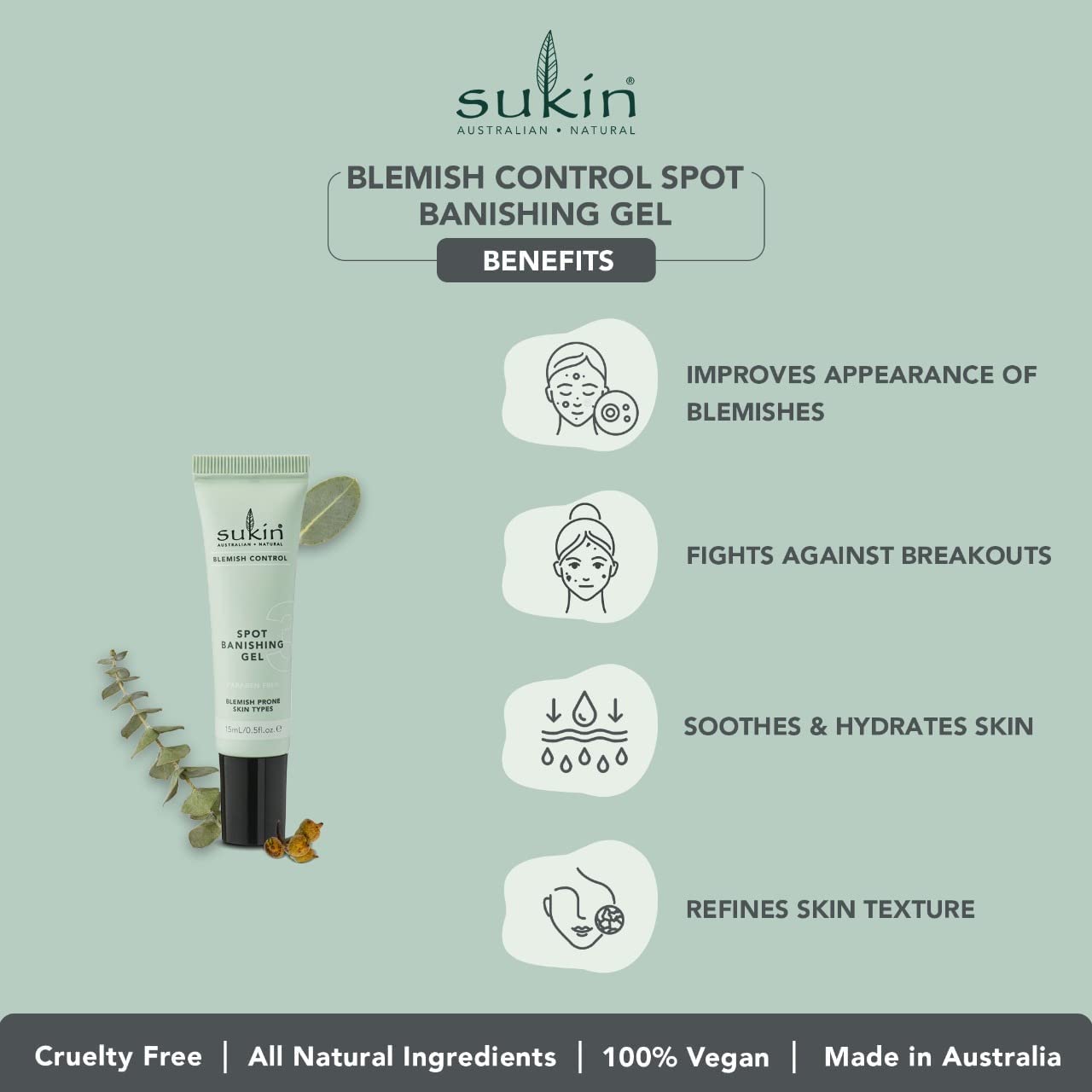 Sukin Natural Blemish Control Spot Banishing Gel 15ml