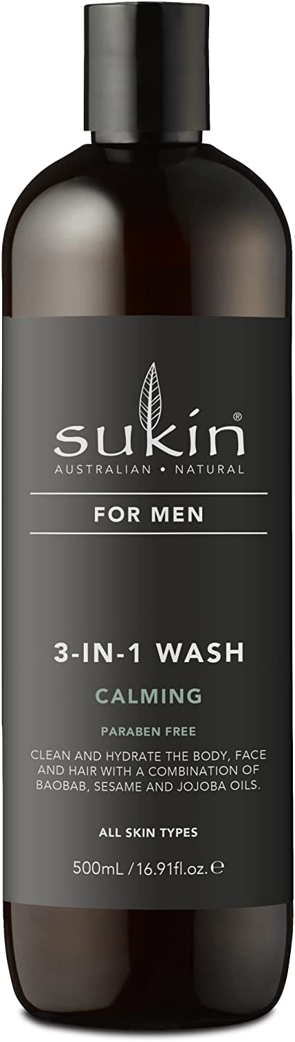 Sukin Natural for Men 3 in 1 Calming Body and Hair Wash 500ml