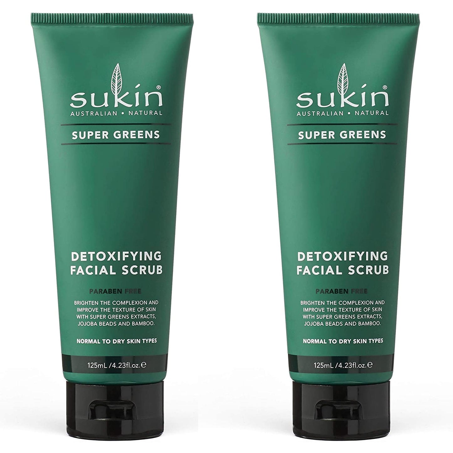 2 PACK Sukin Natural Super Greens Detoxifying Facial Scrub 125ml