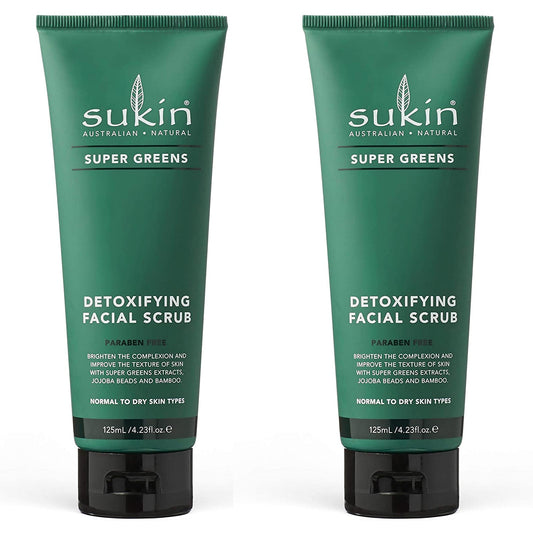 2 PACK Sukin Natural Super Greens Detoxifying Facial Scrub 125ml