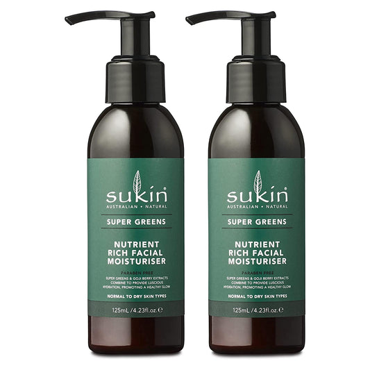 2 PACK Sukin Natural Super Greens Nutrient Rich Facial Moisturiser 125ml