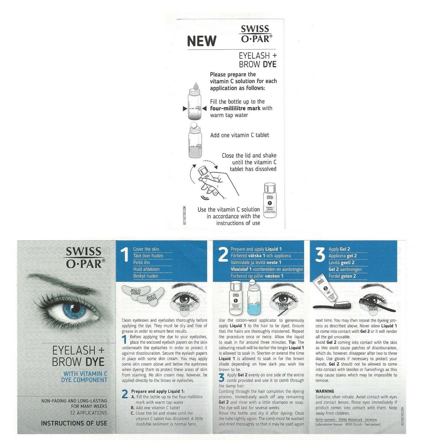 Swiss O Par Eyelash and Brow Dye Tint Color Kit Black Or Brown