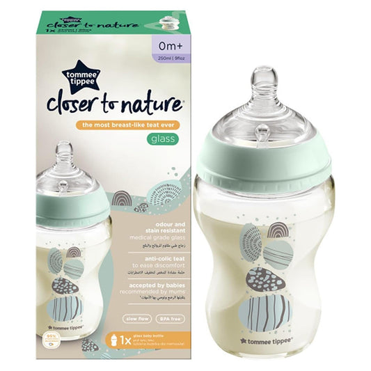 Tommee Tippee Closer to Nature Anti-Colic Slow-Flow Baby Bottle 250ml - GLASS