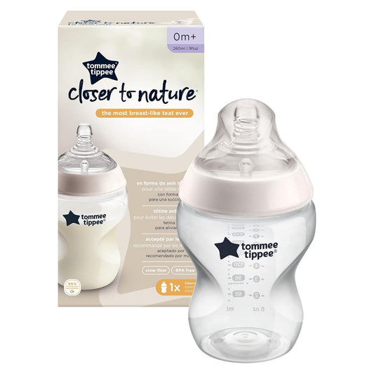 Tommee Tippee Closer to Nature Anti-Colic Slow-Flow Baby Bottle 260ml - PLAIN