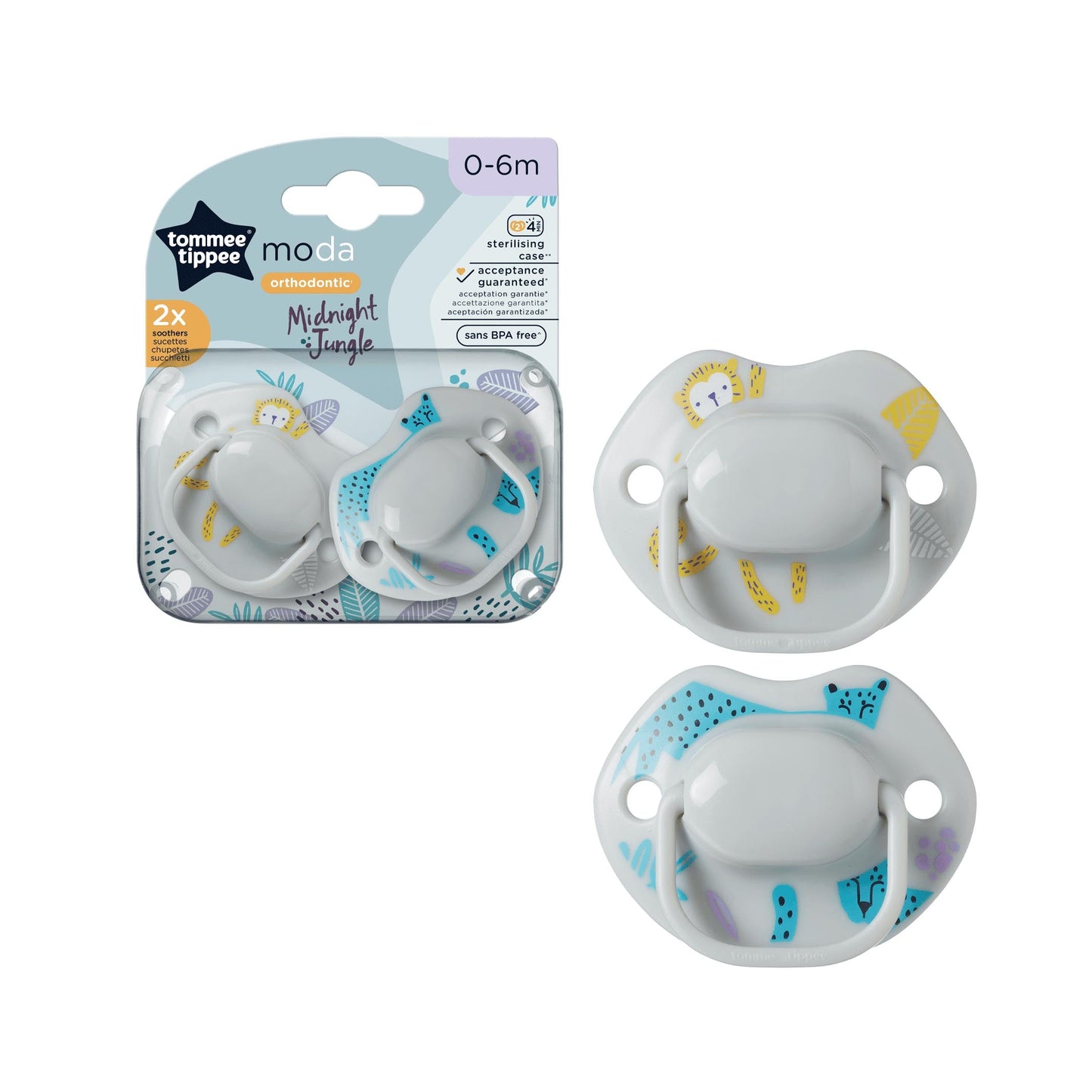 Tommee Tippee Moda Othodontic Soothers 0-6m - Pack of 2 - Design Chosen Randomly