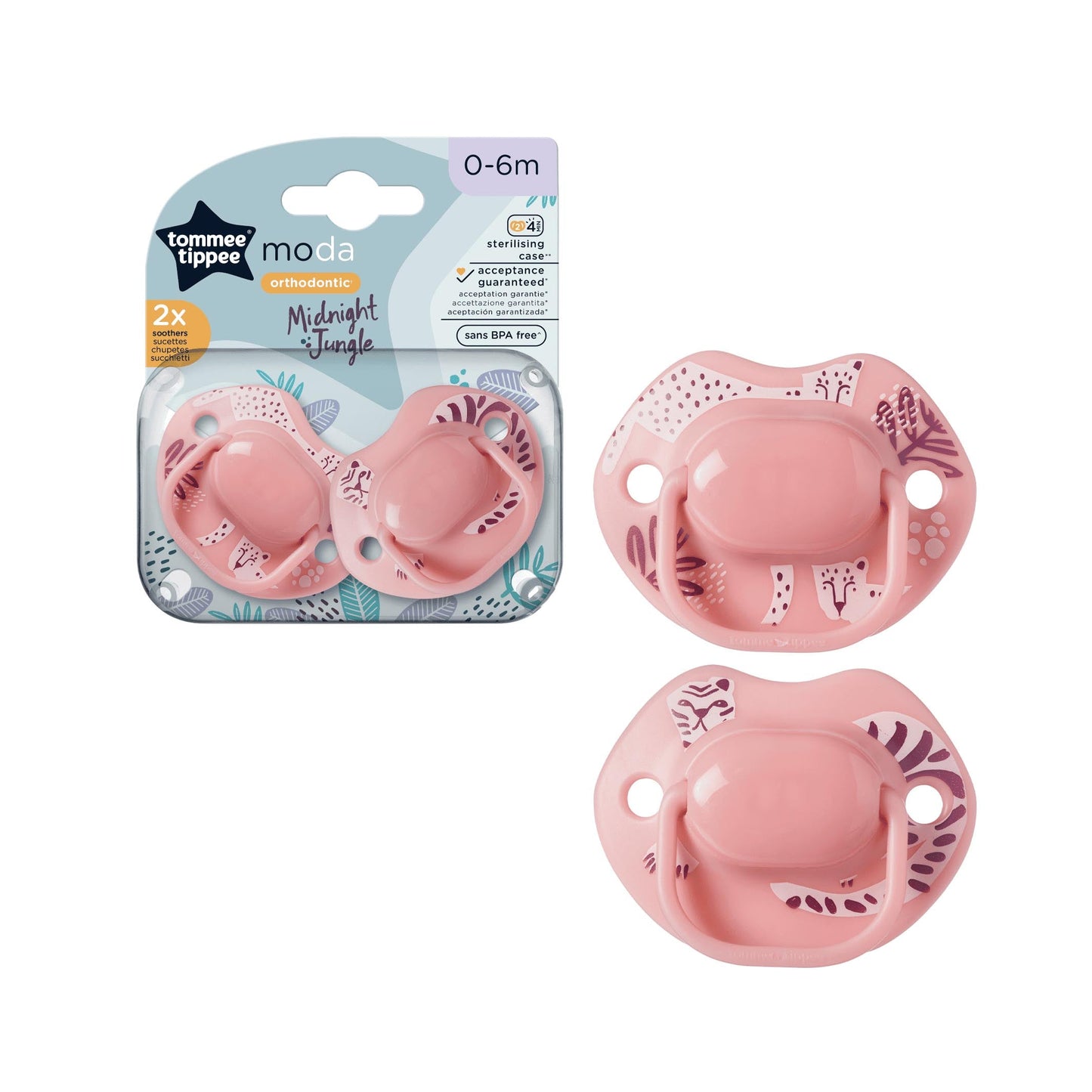 Tommee Tippee Moda Othodontic Soothers 0-6m - Pack of 2 - Design Chosen Randomly