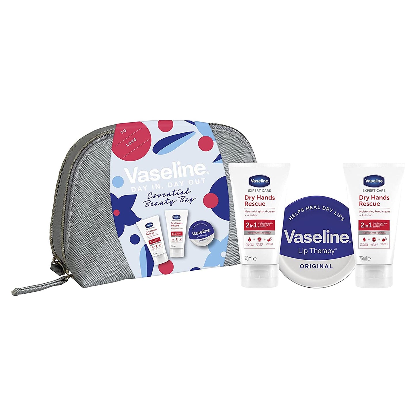 Vaseline Beauty Bag Gift Set with Anti-Bac Hand Cream and Lip Balm